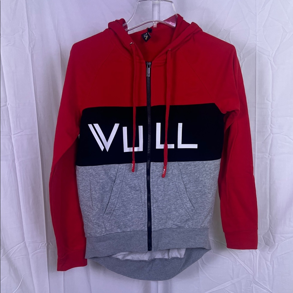 Vull red black grey zip up hoodie size medium